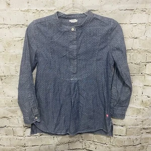 Crewcuts Girls Size 14 Blue Denim Look Polka Dot Cotton Tunic Top - Picture 1 of 5