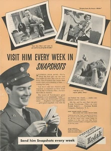 1942 Kodal Snapshots Visit Him Every Week WW2 Soldier Family Pictures Print Ad - Picture 1 of 1