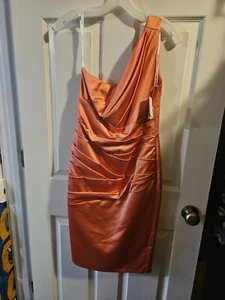 Davids Bridal Womens 8 Blush Coralreef One Shoulder Satin Formal Dress... - Picture 1 of 3