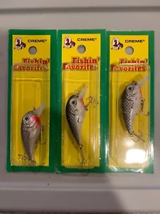 3 Packs Creme’s 2” Crankbait Fishin’ Favorites Silver With Black Back - Picture 1 of 1