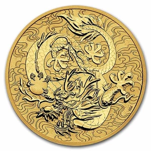 2022 Australia 1 oz Gold Chinese Myths & Legends Dragon BU - Picture 1 of 5