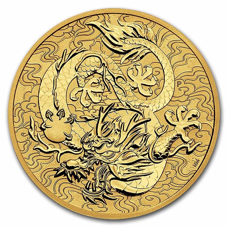 2022 Australia 1 oz Gold Chinese Myths & Legends Dragon BU - Image 1 of 4