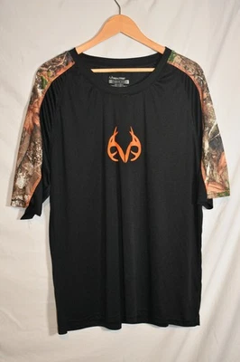 Realtree by Staghorn Creek T-Shirt 2XL – Black with Camo Shoulder Panels - Image 1 of 4