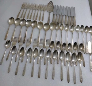 59 Pc 1921 Oneida Community Silverplate Grosvenor Dinnerware Set Monogrammed - Picture 1 of 13