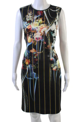 Vestido Clover Canyon para mujer con textura cuello redondo sin mangas a rayas azul marino talla L Foto 1 de 4