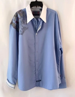 Camisa English Laundry Azul Bordada Mezcla Algodón Hombre’s 3XL Excelente Foto 1 de 4