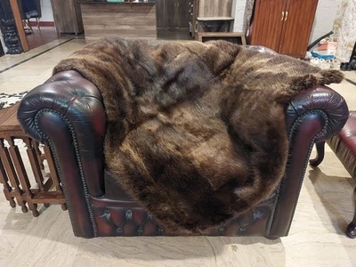 Manta de piel de castor canadiense natural real genuina talla 51" x 40" alfombra - 6812 Foto 1 de 4