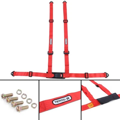4 Punto Tenzo-R Deporte Tirantes Cinturón Rojo de Seguridad Certificado E - Imagen 1 de 4