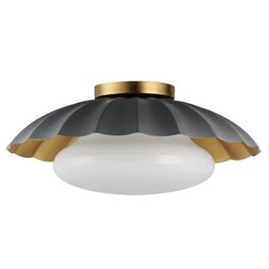 Maxim 18059 Primrose 16"W Flush Mount Ceiling Fixture - Dark Grey / Gold Leaf - Picture 1 of 10