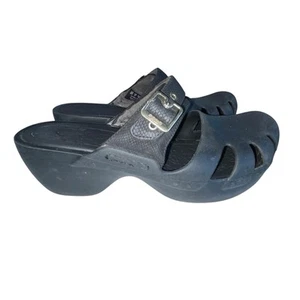 Dr Scholls Dance Go Play Clogs Black Slip On Mules Buckle Shoes Women's Size 9 - Picture 1 of 10