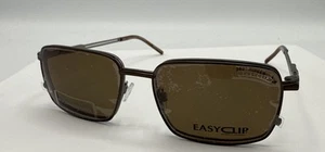 EASYCLIP EC596 Men's Eyeglass Frames w/ Magnetic Clip-On Lens Matt Brown 58-18-1 - Picture 1 of 9