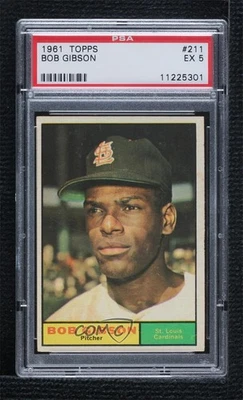 Topps Bob Gibson #211 1961 PSA 5 HOF Foto 1 de 2