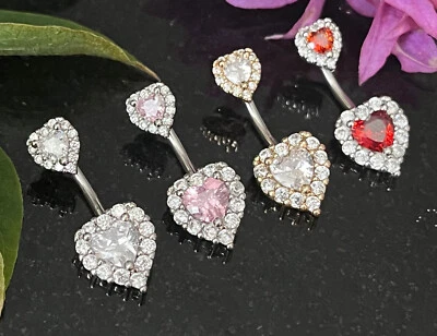 Anillo ombligo corazón rodeado gema ombligo perforado chapado en oro naval 1 pieza Foto 1 de 3