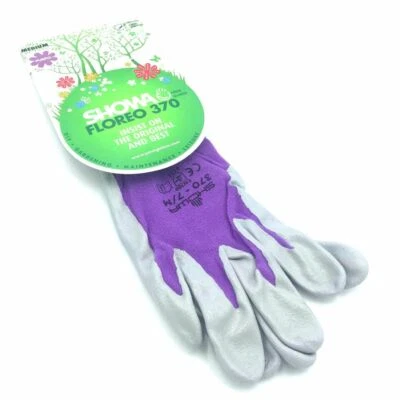 Guanti da giardinaggio leggeri unisex PURPLE MEDIUM Showa 370 FLOREO palma nitrile