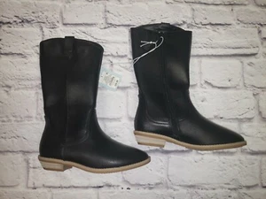 NEW Girls' Sahara Zipper Slip-On Riding Boots - Cat & Jack Black Size 1 - Picture 1 of 3
