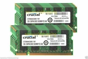 Crucial 20GB 10X 2GB PC2 6400 DDR2 800 Mhz SoDimm Laptop Notebook Memory RAM #N - Picture 1 of 12