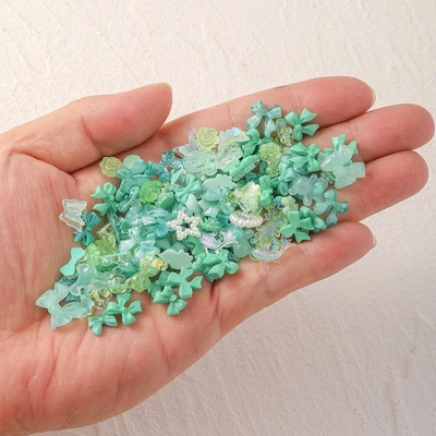 100Pcs смешанный дизайн 3D арцил ногтей искусства декор Aurora галстук-бабочка сердце маникюр деталь - Изображение 1 из 4