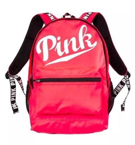 Victoria's Secret Rosa Campus CORAL ROJO CALIENTE Mochila Grande Bolso para Libros Colegio Escolar Foto 1 de 1
