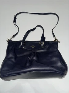 Coach F34680 Blue Crossgrain Leather Pleated Large Tote Shoulder Bag Hand Purse - Picture 1 of 8