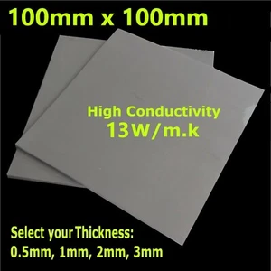 13w/m.k Thermal Pad 100mm x 100 Silicone Heatsink Cooling Conductive for GPU CPU - Picture 1 of 5