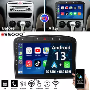 FOR 2009-2013 PEUGEOT 308 408 ANDROID 13 APPLE CARPLAY CAR STEREO RADIO 64G WIFI - Picture 1 of 13