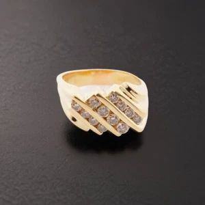 Men's 14k Yellow Gold Diamond Pinky Ring 1.10 TCW - Picture 1 of 5