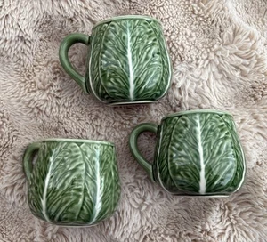 Bordallo Pinheiro Cabbage Green Mugs X3 Large from Portugal - Picture 1 of 8
