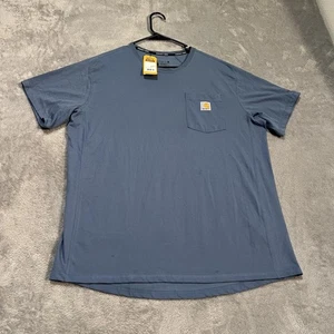 Carhartt Force Shirt Mens Large Blue Relaxed Fit Pocket Workwear Short Sleeve - Picture 1 of 7