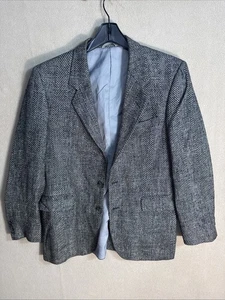 Vintage Dellacort Mens Black White Check Silk 38S Two Button Sport Coat - Picture 1 of 14