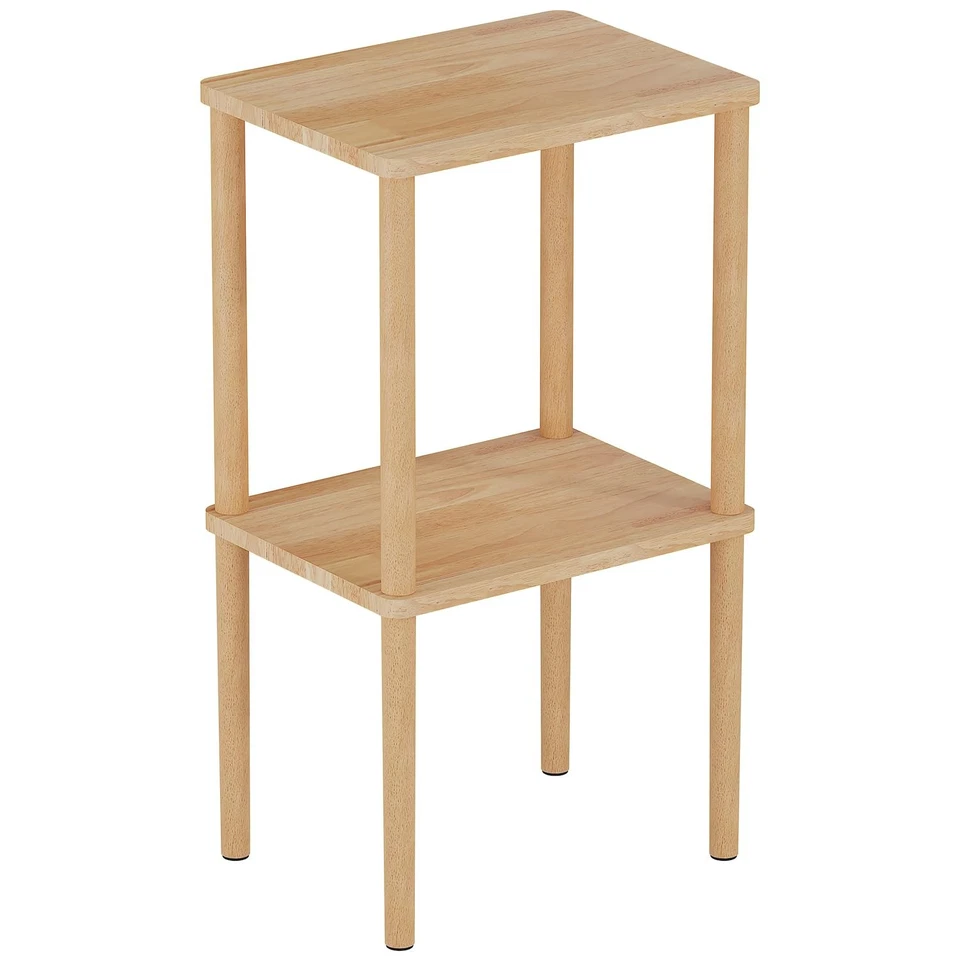 Solid Wood Side Table, 2-Tier Small End Table with Storage Shelf, Tall Nights... - Image 1 of 4