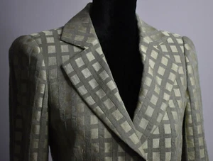 Armani Collezioni Size 4 Sheen Checkered Textured Fitted Blazer Jacket Italy 40 - Picture 1 of 12