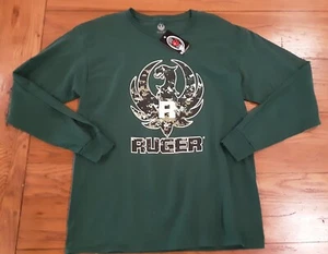 Ruger Patriotic Mens L Long Sleeve T Shirt Green Cotton Large Firearm 2A - Picture 1 of 11