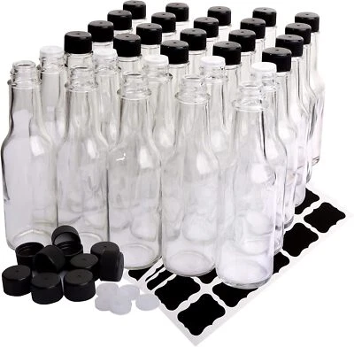 30 Pack Hot Sauce Bottles, 5Oz Clear Woozy Bottles with Leak Proof Black Screw C - Image 1 of 3