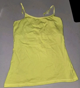 New Girl's Green Soda Cami Size L Lemon Yellow Fitted Shelf Bra Top Adj Straps - Picture 1 of 12