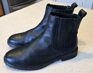 Men's ALLSAINTS Black Leather On Chelsea Ankle Boots Size 46 - Picture 1 of 14