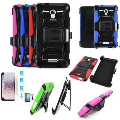 Phone Case For Alcatel Fierce 4 MetroPCS Holster Cover Tempered Glass Screen - Image 1 of 2