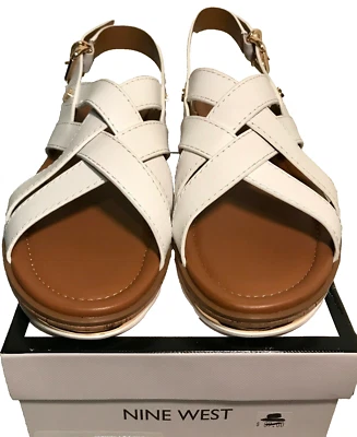 NINE WEST Aliyah Leather Slingback Womens White Sandal Open Toe Sz 11M MSRP $89 - Image 1 of 4