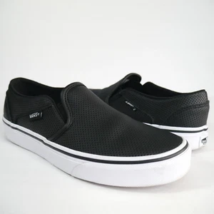 VANS Shoes Off The Wall Perforated Leather Black Slip On Womens 5.5 (508731) - Picture 1 of 15