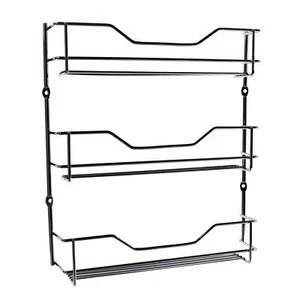 NEW ENTREE CHROME 3 TIER SPICE RACK Herbs Spices Holder Cupboard Door Wall Mount - Picture 1 of 1
