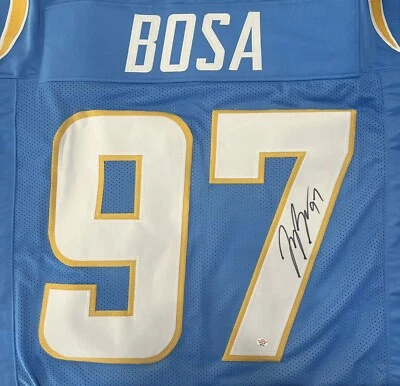 Camiseta deportiva autografiada por Joey Bosa de los Chargers de Los Ángeles estilo profesional con certificado de autenticidad Foto 1 de 4