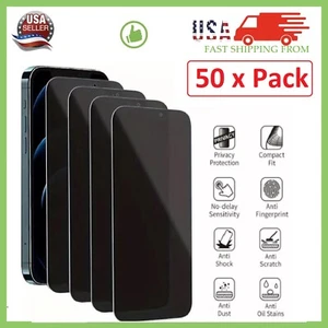Wholesale Privacy Tempered Glass Screen Protector for iPhone 16 15 14 13 Pro Max - Picture 1 of 76