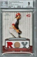 2009 Topps Sterling Johnny Bench Career Chronicles Triple Relic #'ed 16/25 BGS 9