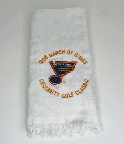 Vtg 1996 St Louis Blues Hockey Golf Towel March of Dimes Celebrity Classic USA Cover