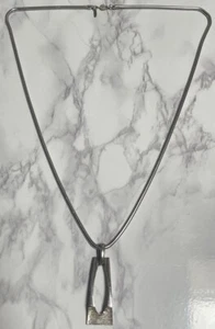 Vintage Signed Monet Silver Tone Door Knocker Pendant 28" Chain Necklace YV-37 - Picture 1 of 7