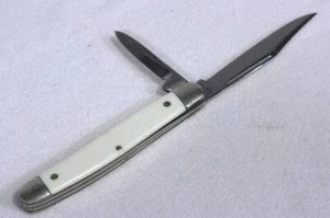 Vintage KUTMASTER Utica, NY 2 Blade Pocket Knife, 2-1/2" Blade, 6" TL, White - Picture 1 of 6