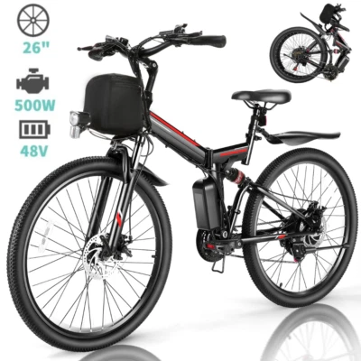 Bicicleta Eléctrica Plegable 26 pulgadas Bicicleta Eléctrica 500W 48V Batería Bicicleta de Viaje CALIENTE🔥 Foto 1 de 4