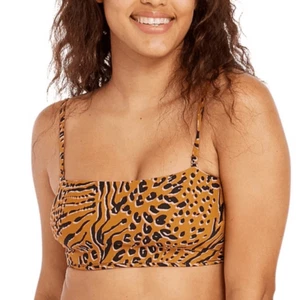 NWT- VOLCOM WOMENS RUNNING WILD TUBE BIKINI TOP - ANIMAL PRINT- Size Medium - Picture 1 of 10