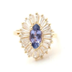 14K Yellow Gold Tanzanite and Cubic Zirconia Ring,,,reduced...beautiful ring - Picture 1 of 7