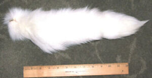 WHITE Shadow Fox Tail  XL Tanned 16-18" length Tanned & deboned.