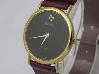 NOS NEW EXT. SLIM PAUL PICOT GOLD PL QUARTZ SWISS WATCH - Image 1 of 4